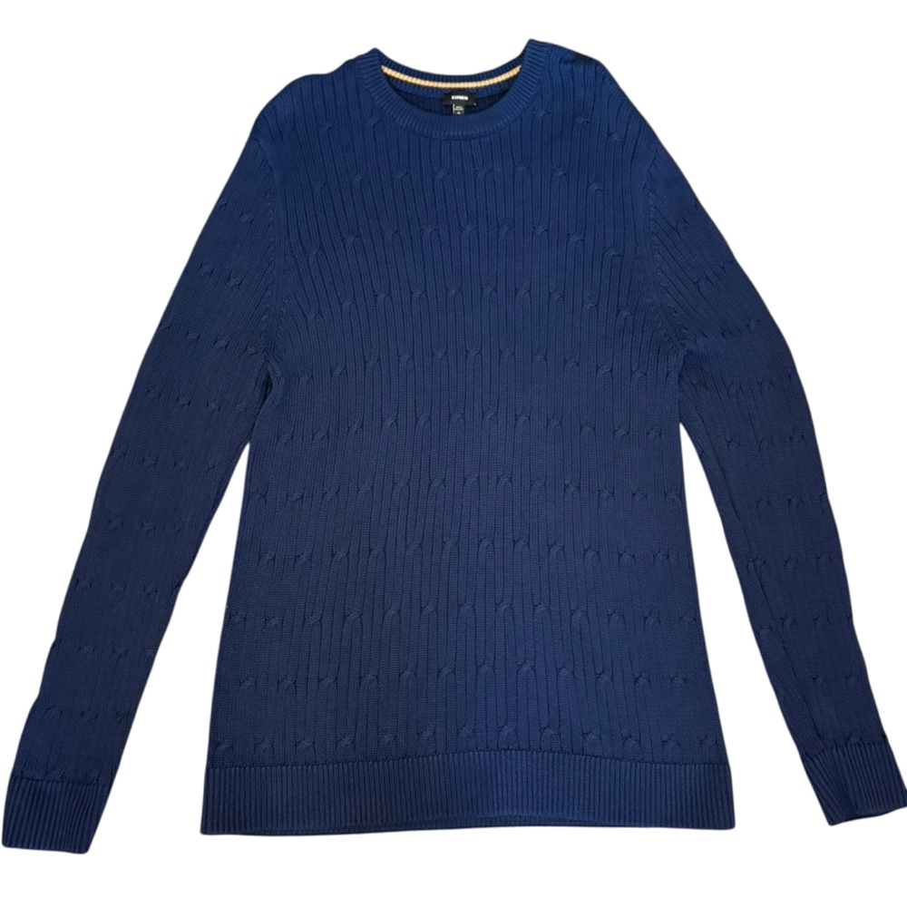Express Dark Blue Cable Knit Sweater Dress – Size XL